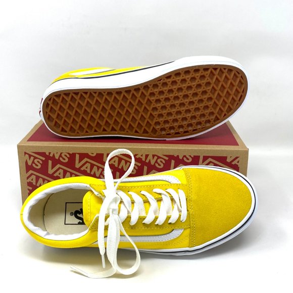 VANS Womens Size VN0A3WKTCA1 Old Skool Cyber Yellow Suede Canvas Low Top Sneaker - Picture 9 of 11
